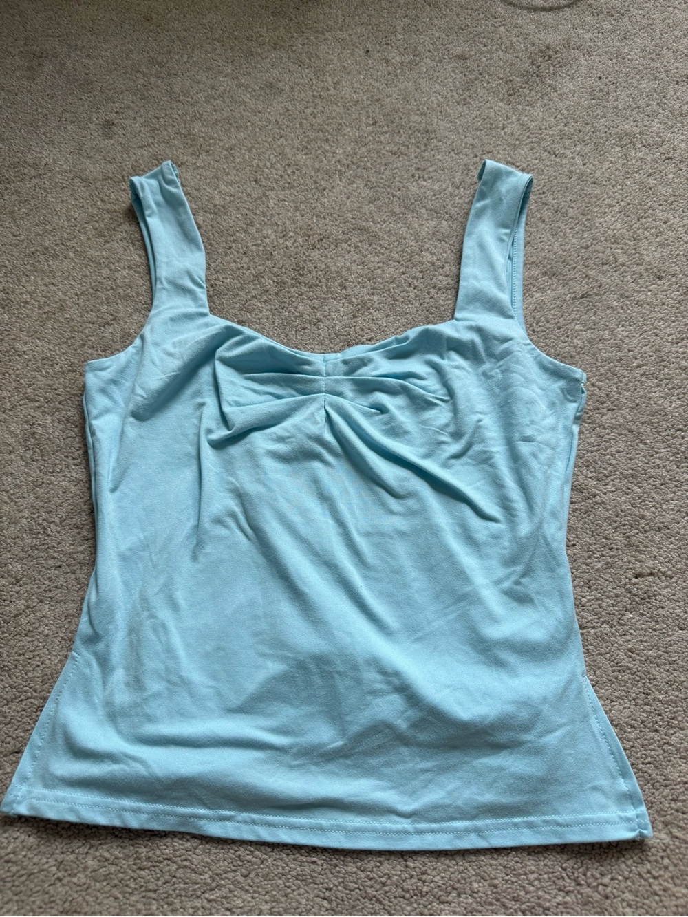 Amazon Light Blue Ruched Scoop Neck Tank Top - Women